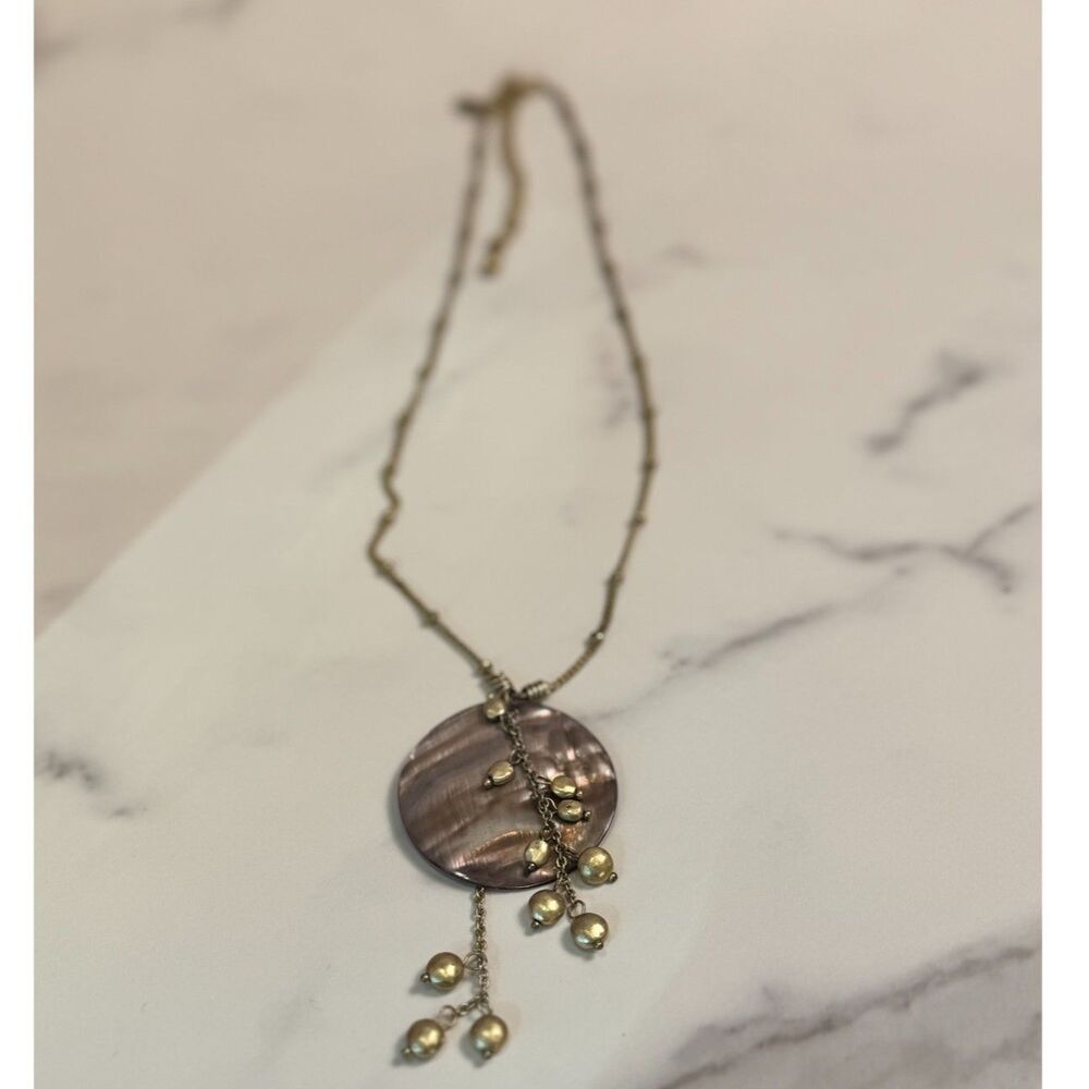 Vintage Lia Sophia Abalone &  Goldtone Beads Necklace